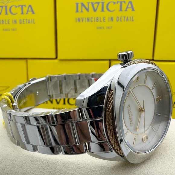 NEW Invicta Women's Bolt Quartz 3 Hand White Silver Dial Watch Gold Wire Edition - Picture 6 of 10
